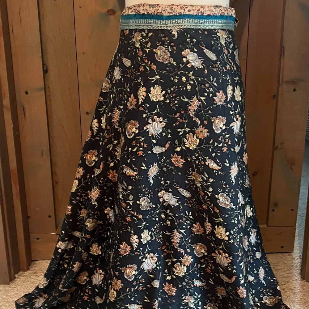 Floral Black Reversible Maxi Skirt
